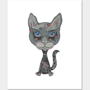 TATTOO Cat Painting Posters and Art